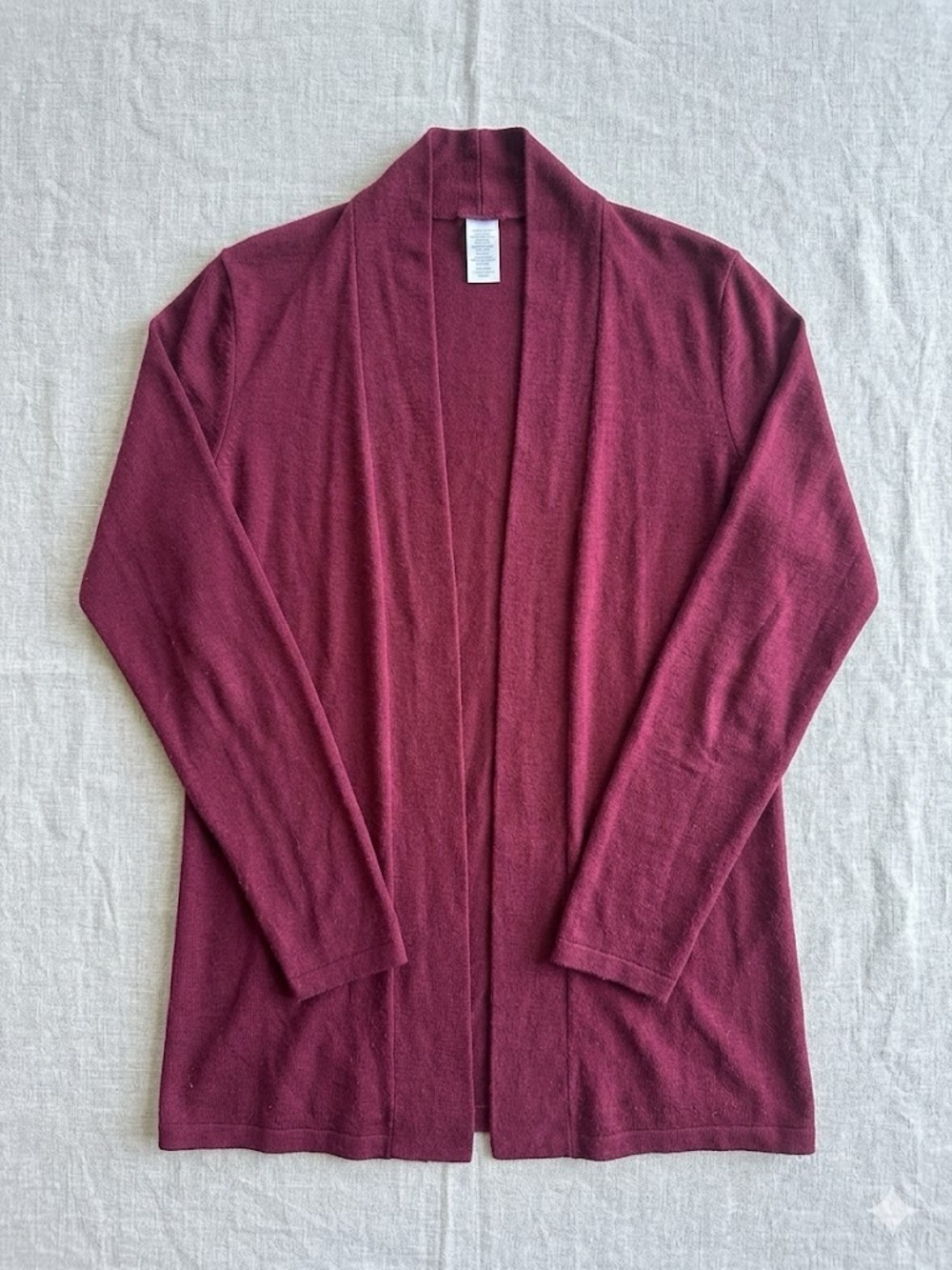 Women's Open-Front Burgundy Cardigan Sweater